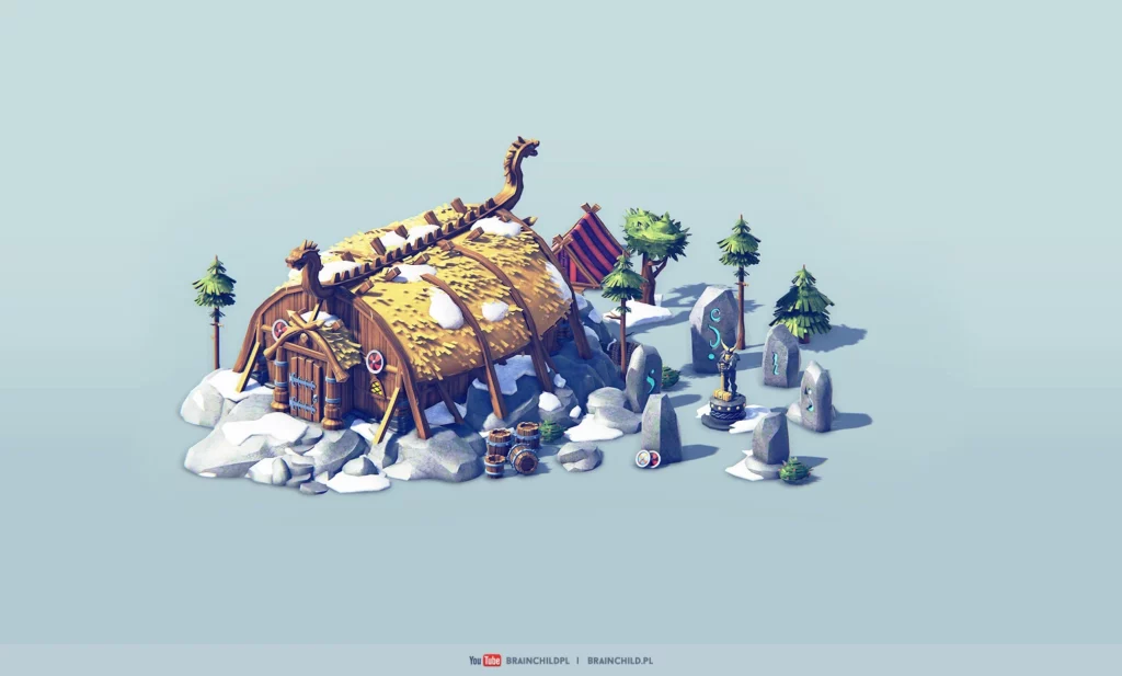 Cartoon 3d Viking Buildings (low poly & game-ready) by Rafał Urbański | Top Freelance 3D Artists for Hire