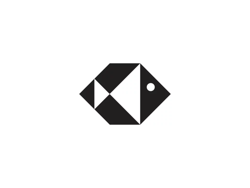 Fish negative space logo designed by Sava Stoic | Best Negative Space Logo Designers for Hire Today