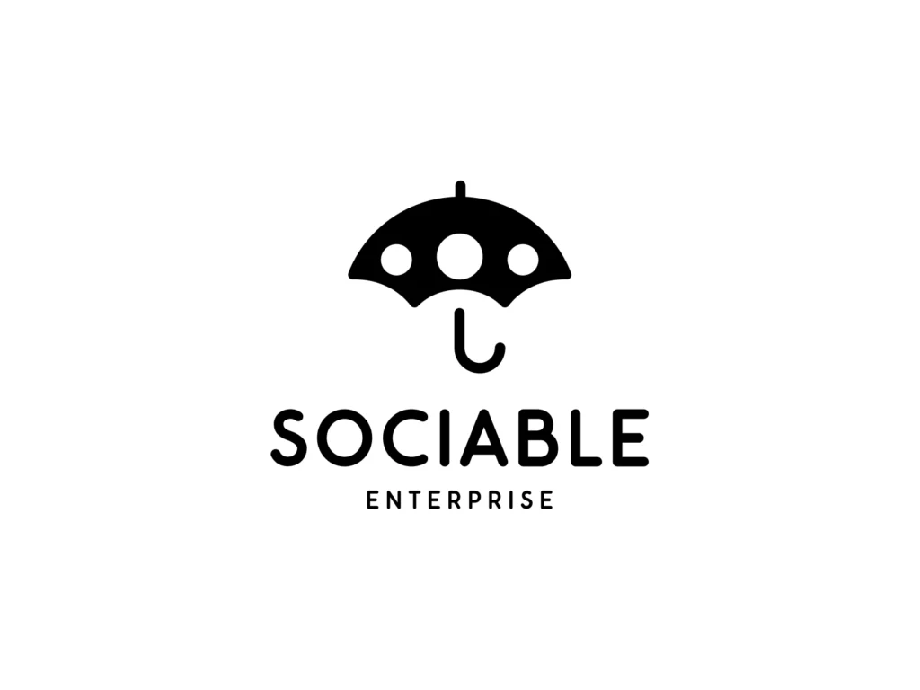 Umbrella negative space logo designed by Sava Stoic | Best Negative Space Logo Designers for Hire Today