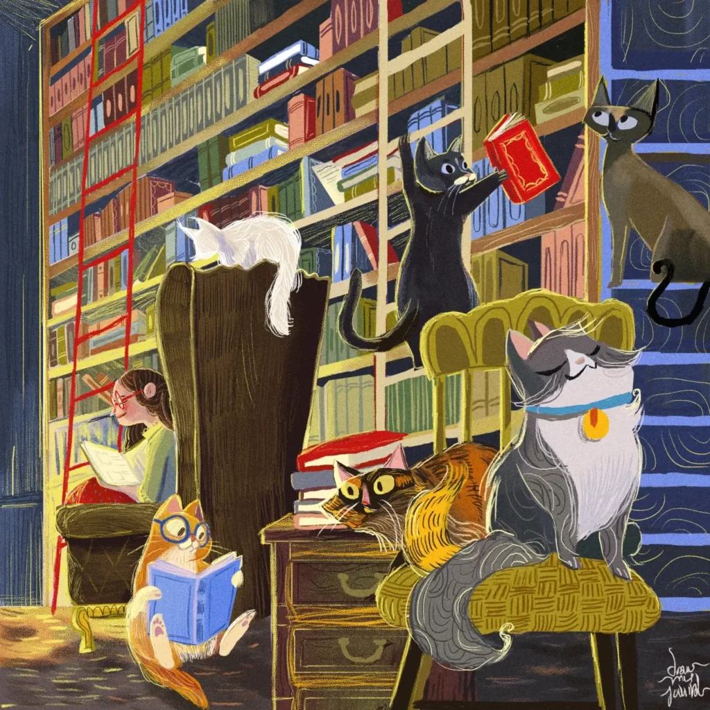 Cat Illustration by Silvia Maria Becerril Guillermo | Black Cat Library