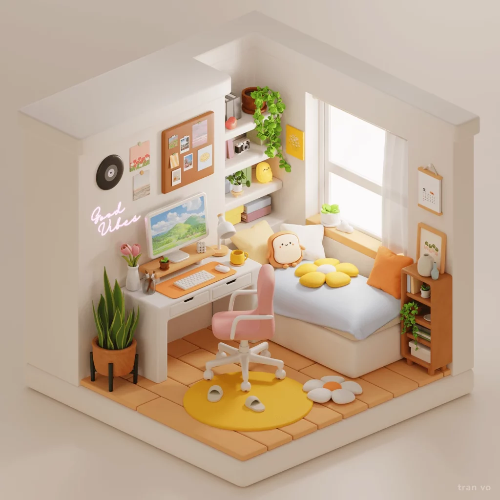 3D Isometric Rooms by Tran Vo | Best Isometric Artists Across the Globe