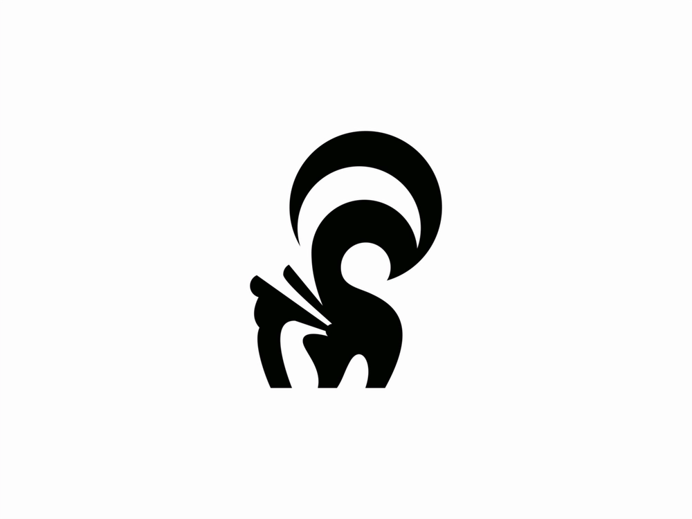 Skunk negative space logo designed by UNOM design | Best Negative Space Logo Designers for Hire Today