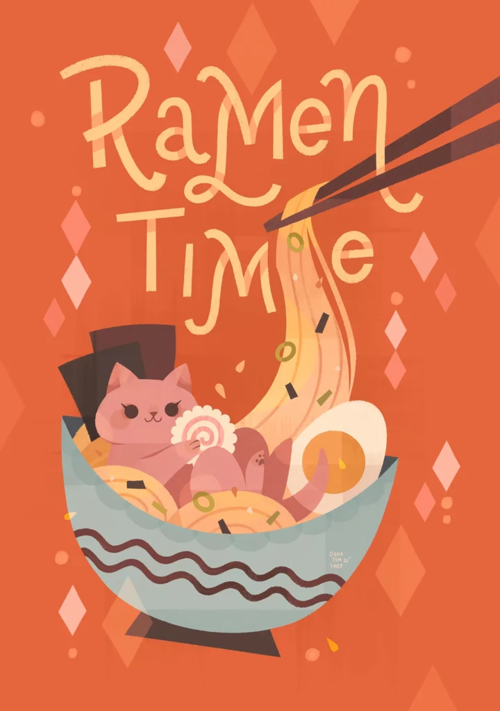 Cat Illustration by Yaroslava Apollonova | Ramen Time