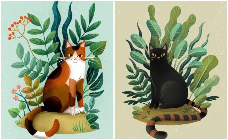 Purr-fect Portraits: 40 Whisker-Twitching Cat Illustrations by Top Freelance Artists