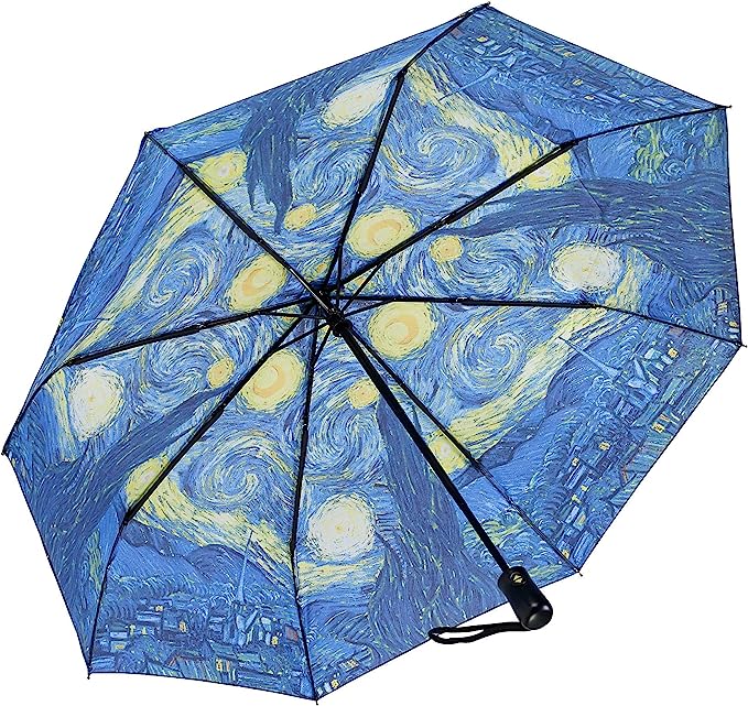 Van Gogh Starry Night Auto-Open/Close Large Portable Rain Fold Umbrella | Best Birthday Gifts for Artists and Creatives