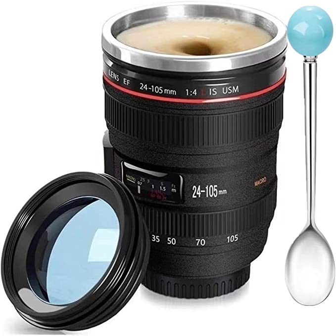 Fun Photo Stainless Steel Lens Coffee Mug | Best Birthday Gifts for Artists and Creatives